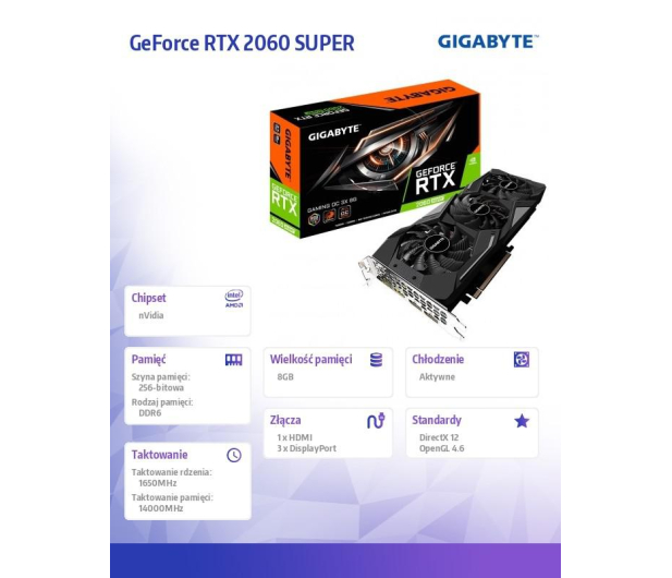GIGABYTE GeForce RTX 2060SUPER GAMING OC 3X 8G GDDR6 3DP/HDMI GV-N206SGAMING OC-8GD - 521555 - zdjęcie 5